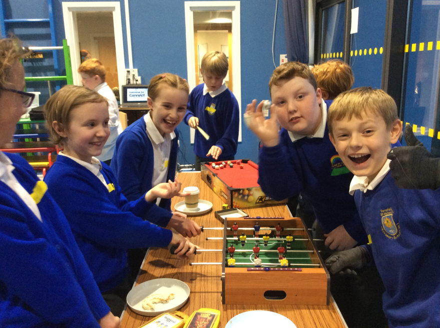 students playing
